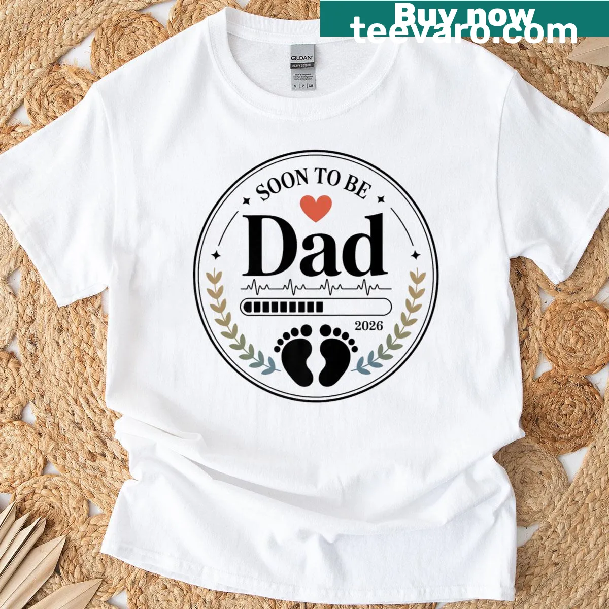 Text design announcing 'Soon To Be Dad 2026 Loading' on a t-shirt — on a men's t-shirt