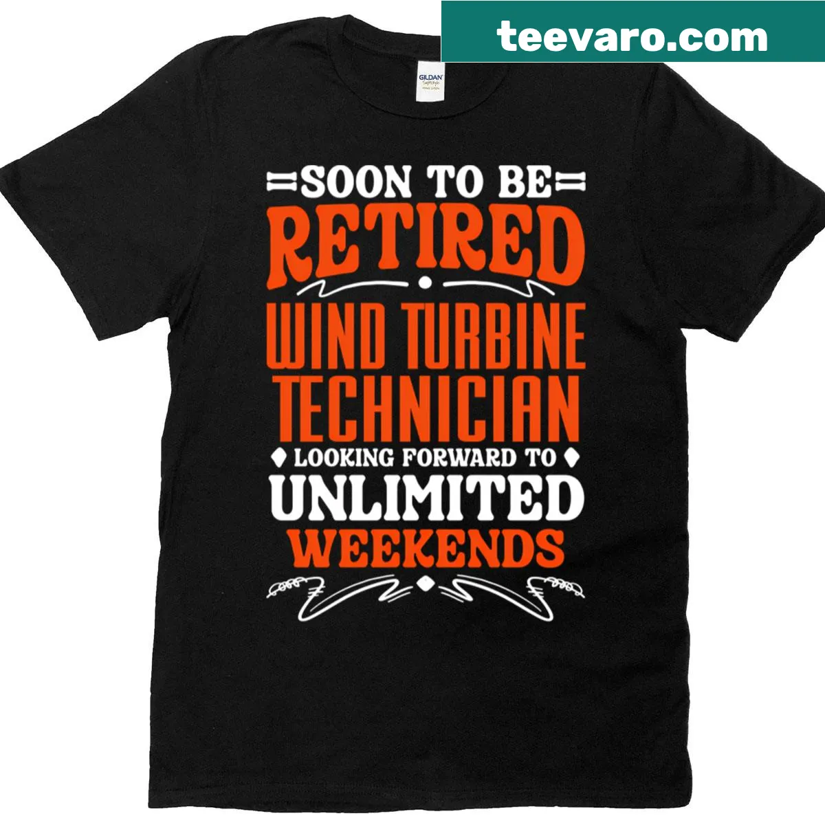 Retirement T-shirt for wind turbine technician — on a men's t-shirt