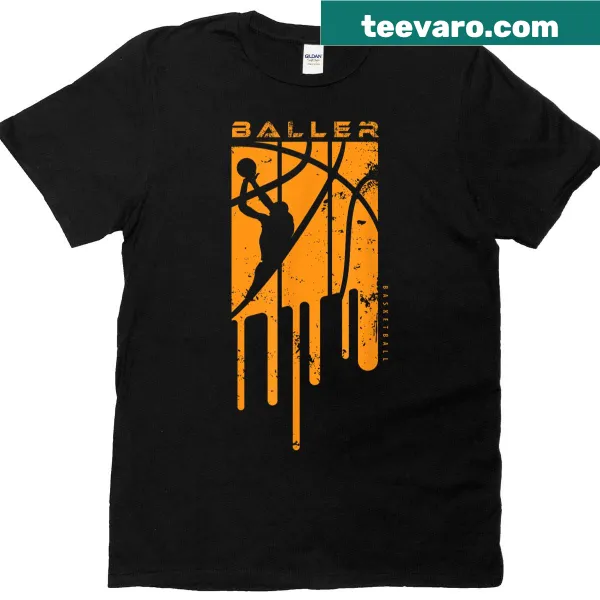Playful basketball-themed graphic on kids' T-shirt