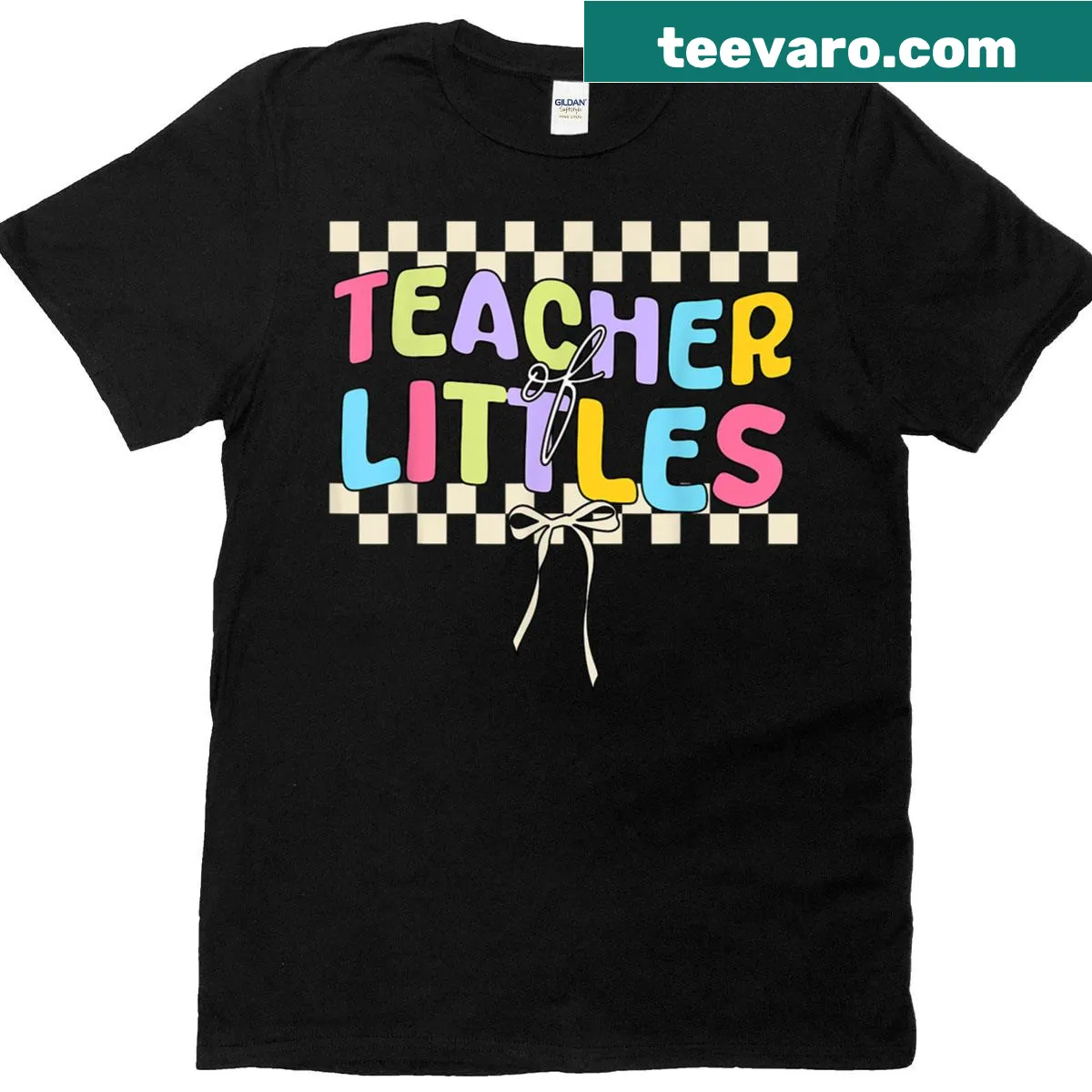 T-shirt with the phrase 'Teacher Of Littles' in playful typography — on a men's t-shirt