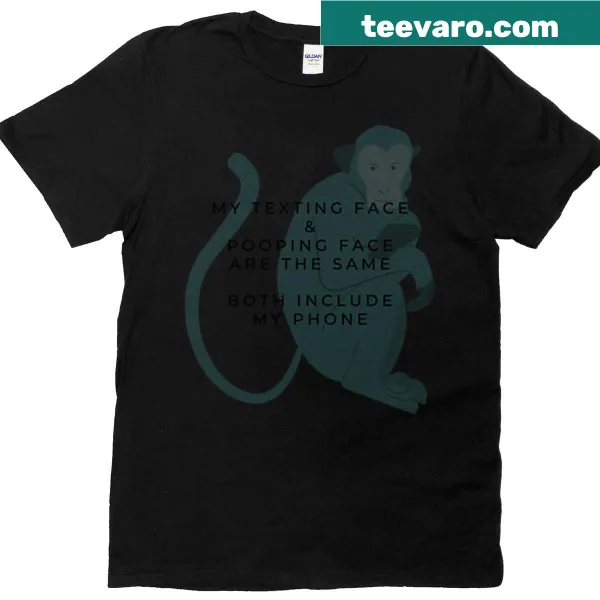 Humorous texting face and poop emoji graphic T-shirt