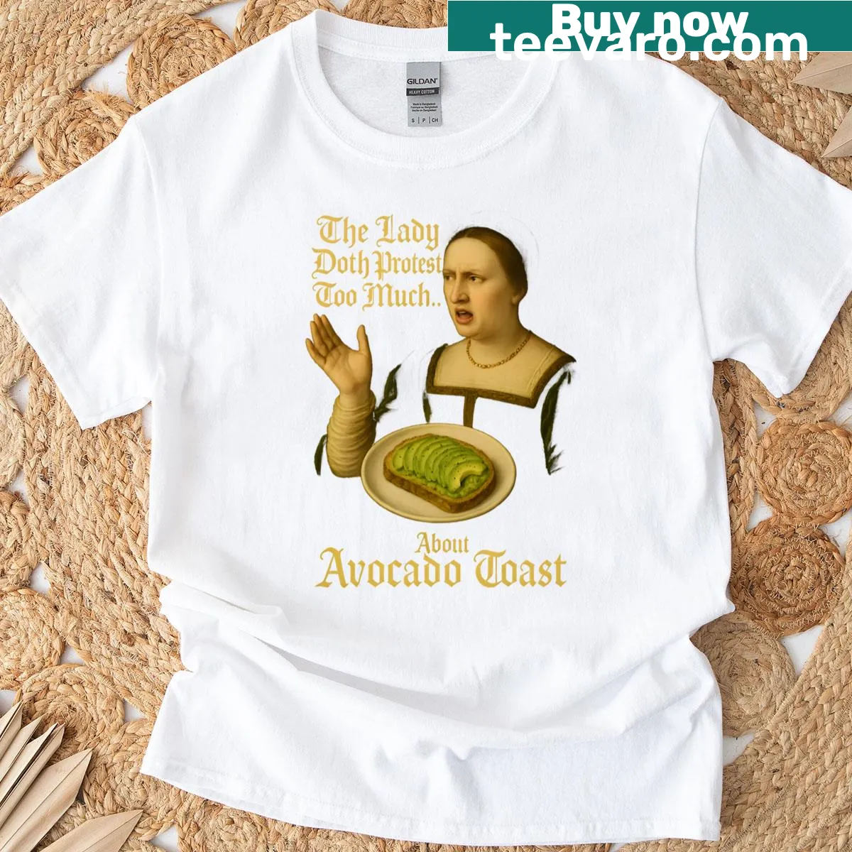 Funny avocado toast quote t-shirt with humorous typography — on a men's t-shirt