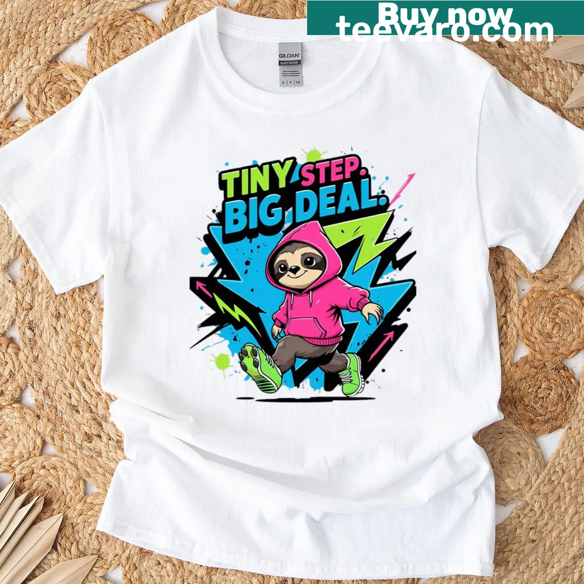Inspirational youth t-shirt featuring the quote 'Tiny Step Big Deal' — on a men's t-shirt