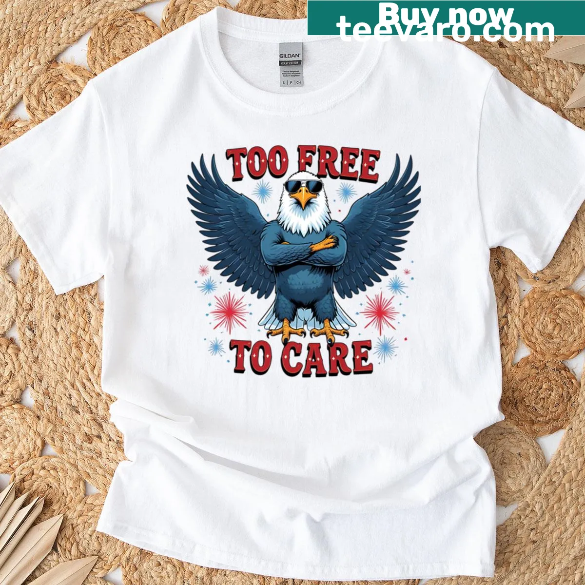 Patriotic t-shirt with bald eagle design for Fourth of July — on a men's t-shirt