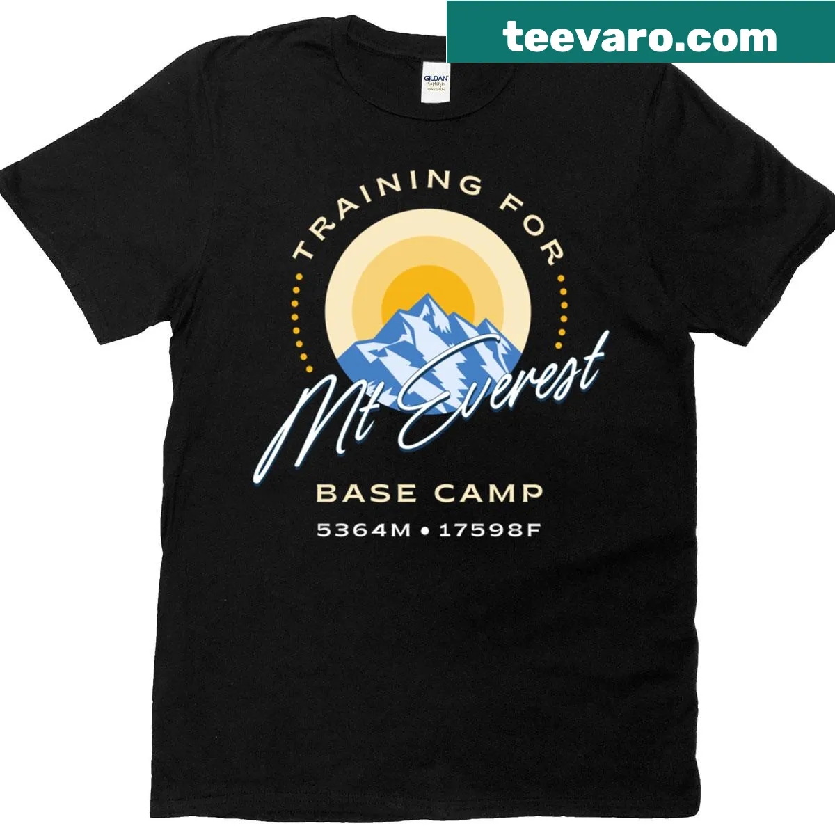 Inspiring t-shirt for Everest Base Camp training with motivational text — on a men's t-shirt