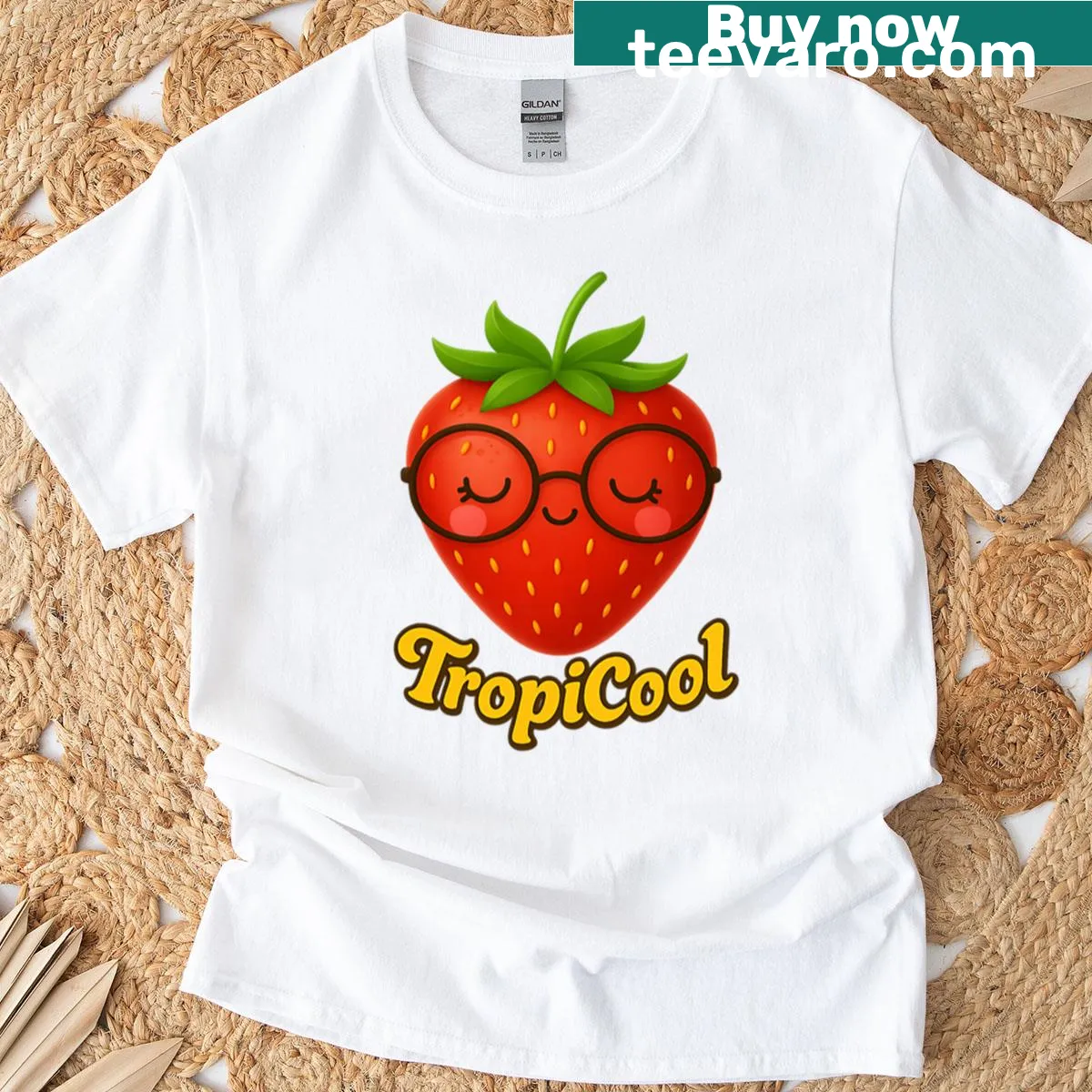Cute strawberry graphic with sunglasses on a T-shirt — on a men's t-shirt