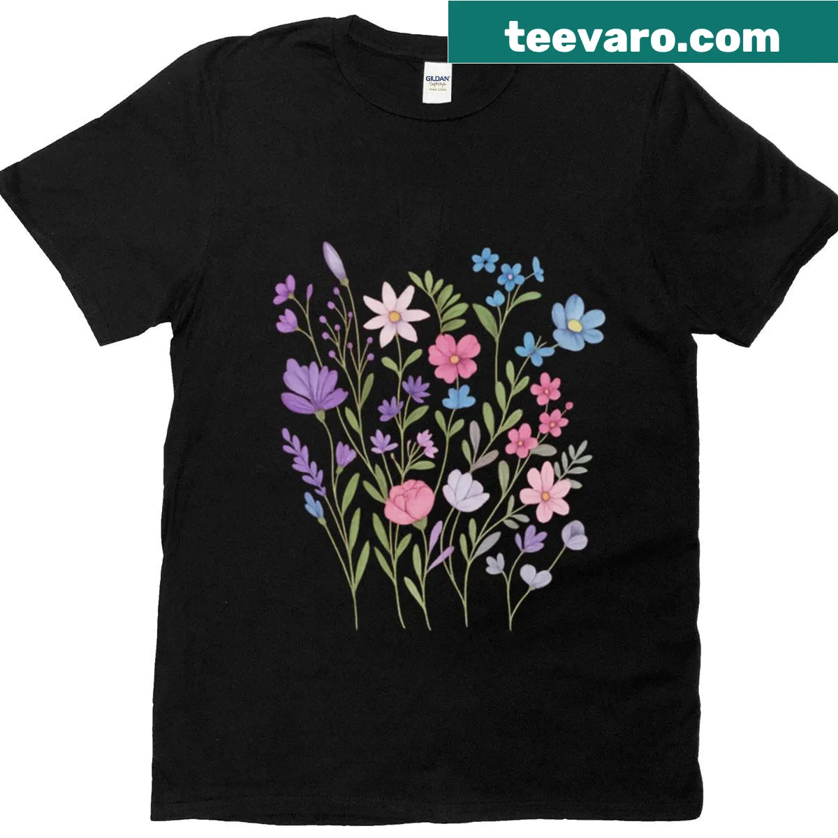 Watercolor wildflowers design on a gardening lover t-shirt — on a men's t-shirt
