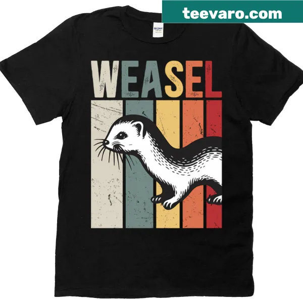 T-shirt featuring the playful word 'Weasel' repeated