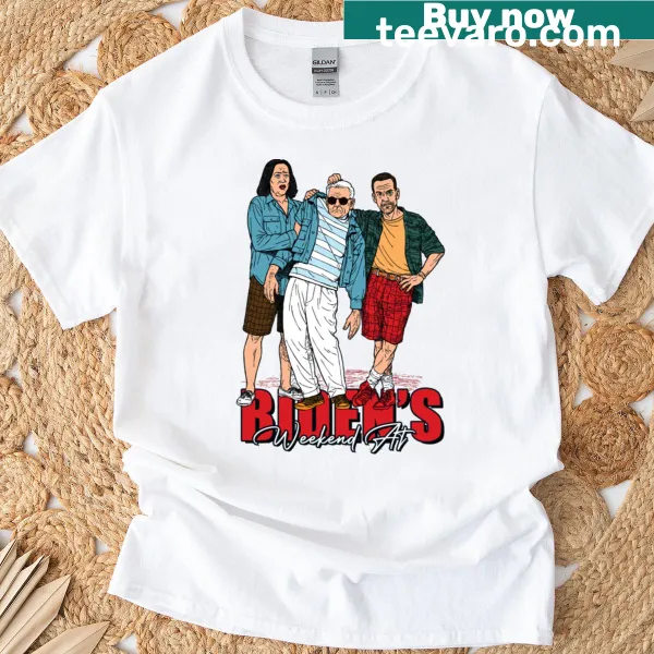Sarcastic T-shirt with 'Weekend At Bidens' text