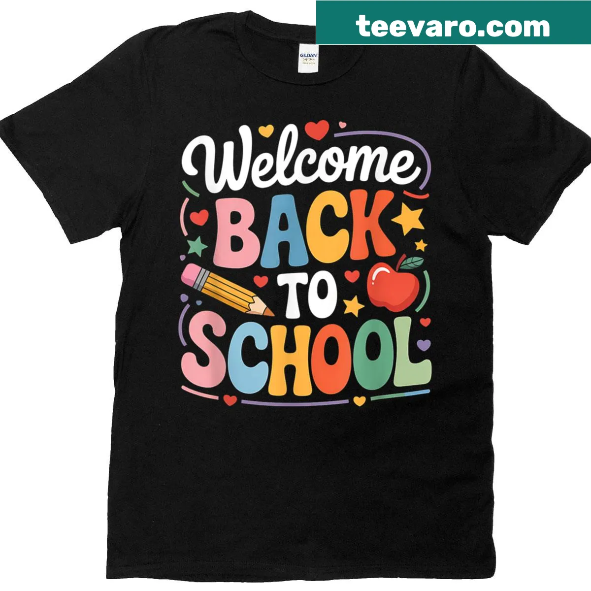 Cute teacher t-shirt with 'Welcome Back To School' text for the first day of school. — on a men's t-shirt
