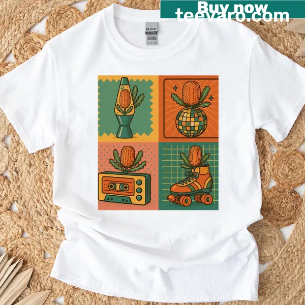 Retro design featuring Western Australian Banksia Grandis on oversized T-shirt
