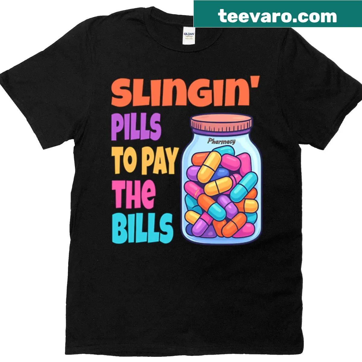 Pharmacy student T-shirt with humorous pharmacist slogan — on a men's t-shirt