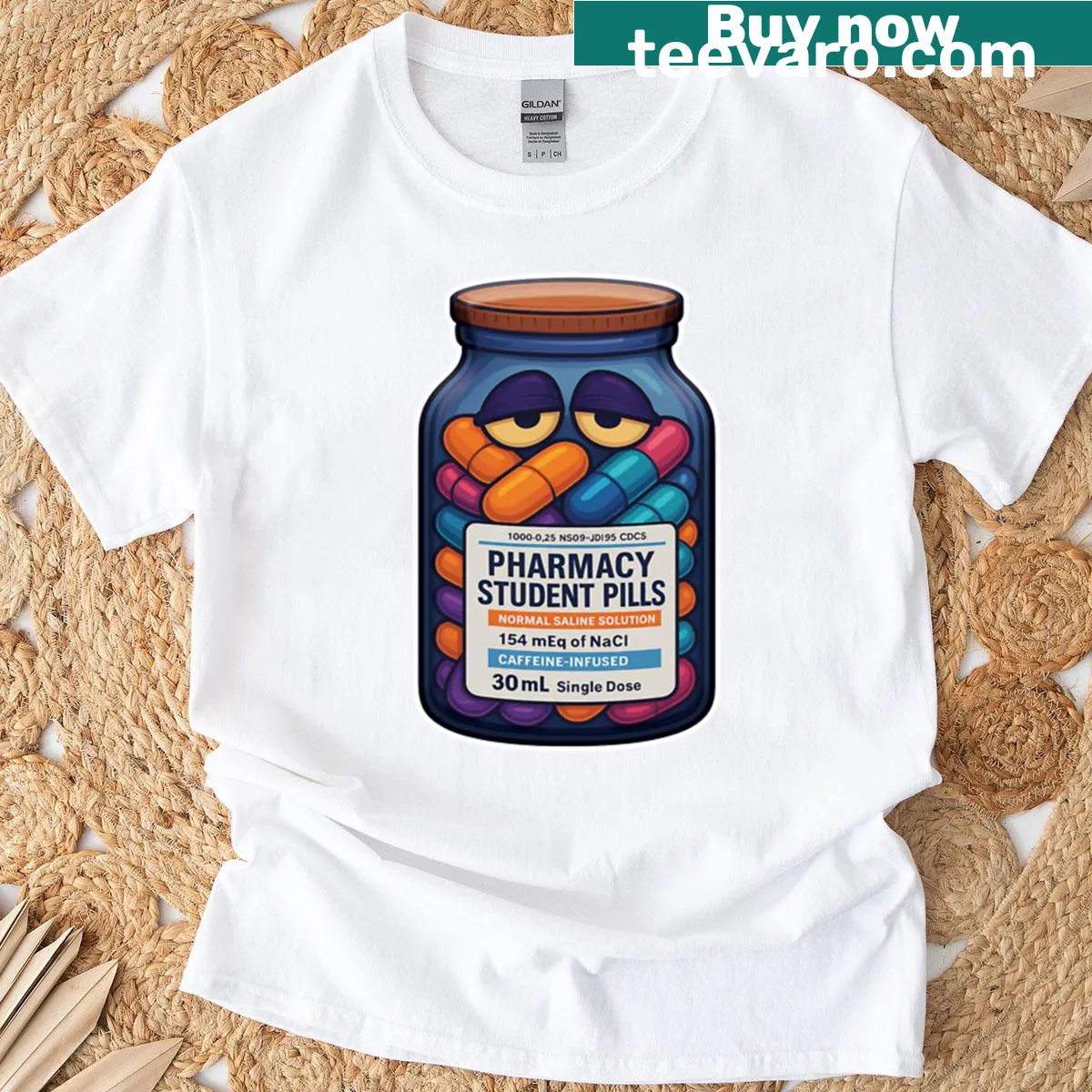 Humorous pharmacy student T-shirt with clever prescription-themed text — on a men's t-shirt