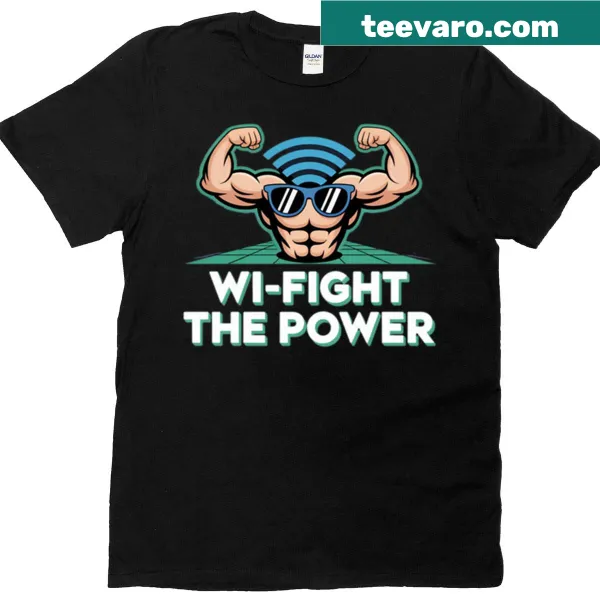 Humorous Wi-fight design blending tech and fitness themes