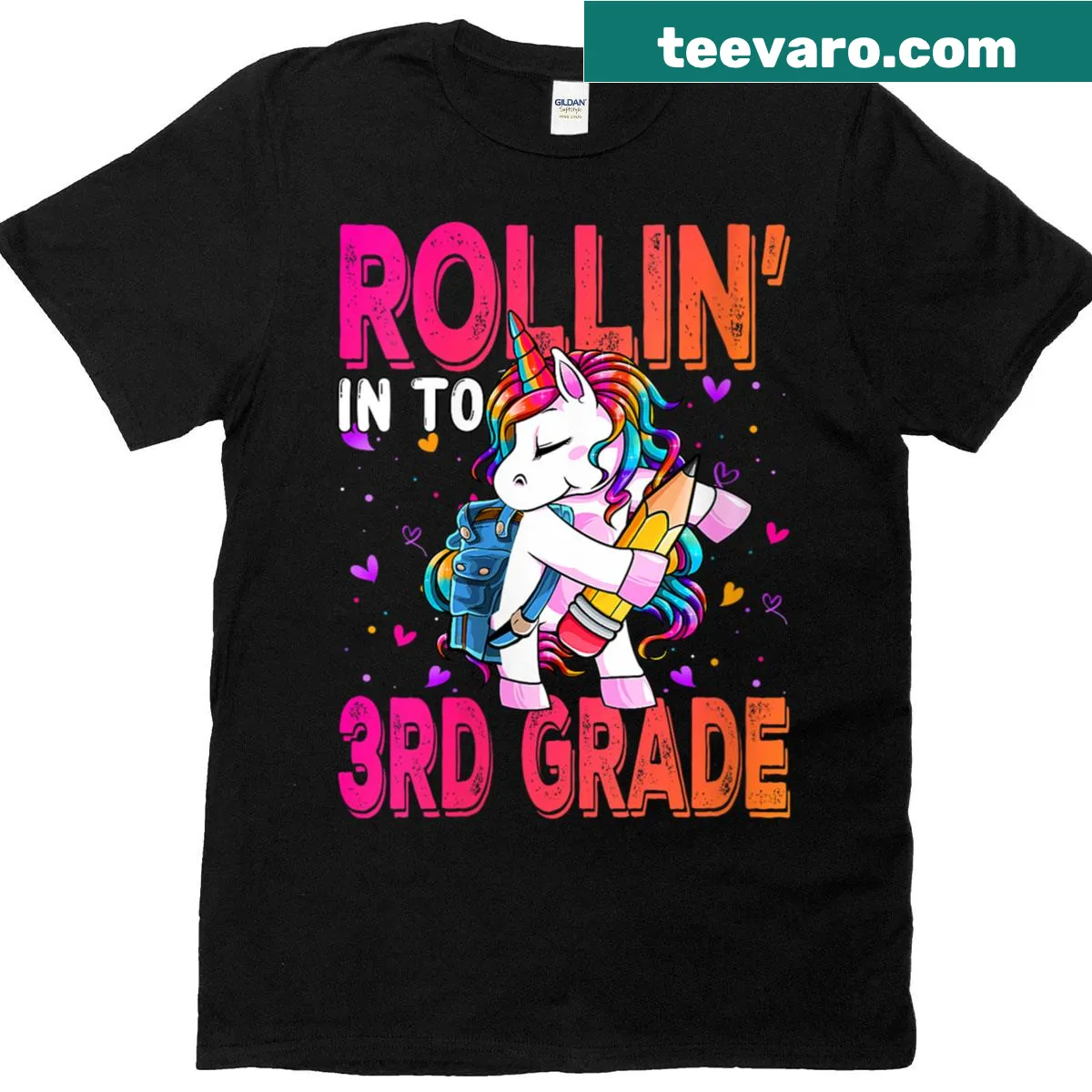 Unicorn t-shirt for girls going back to school in 3rd grade — on a men's t-shirt