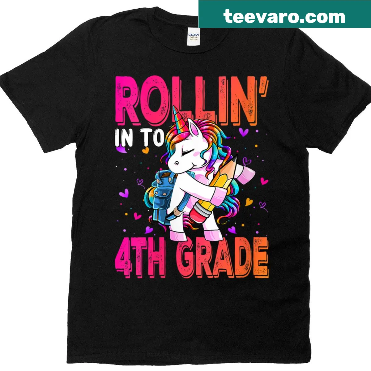 Unicorn t-shirt for girls going back to school in 4th grade — on a men's t-shirt