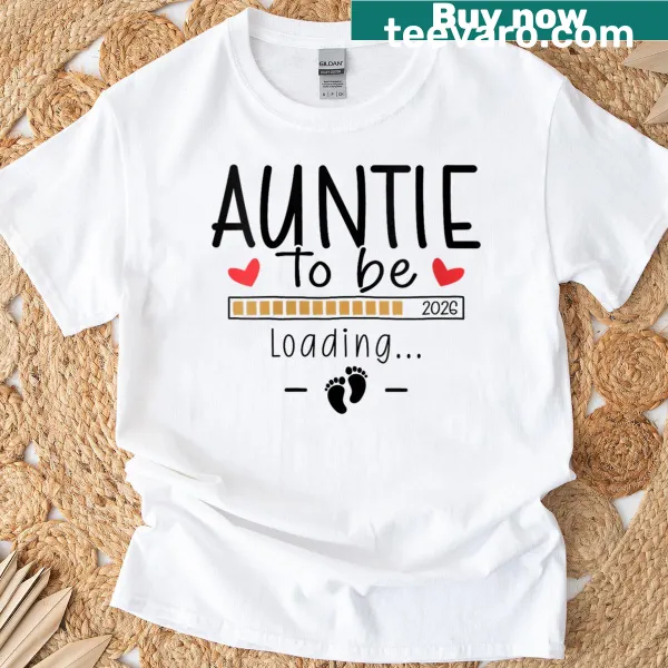 Auntie To Be Est 2026 T-shirt with typography for pregnancy reveal