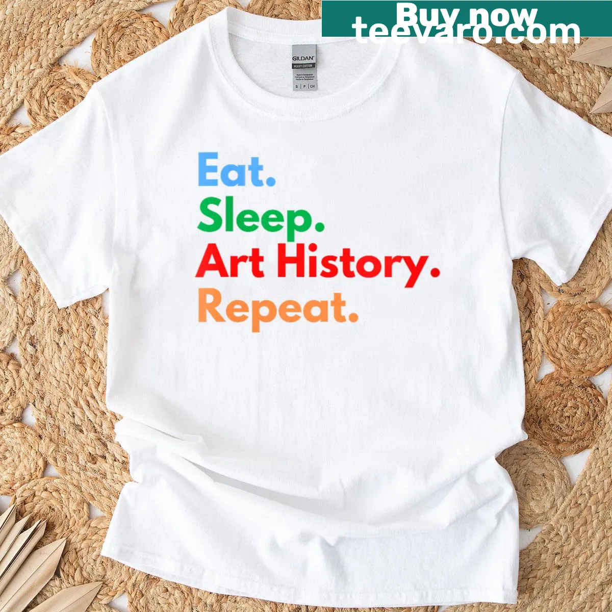 Art History lovers t-shirt with 'Eat Sleep Art History Repeat' text — on a men's t-shirt