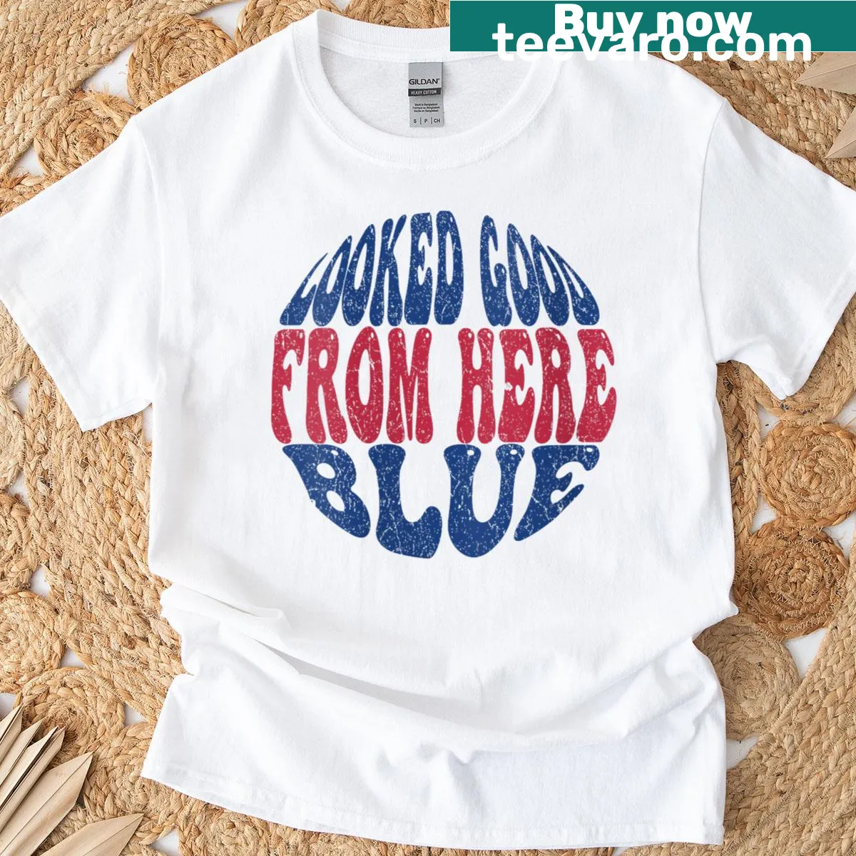 Sarcastic Saying T-shirt with blue vintage design — on a men's t-shirt