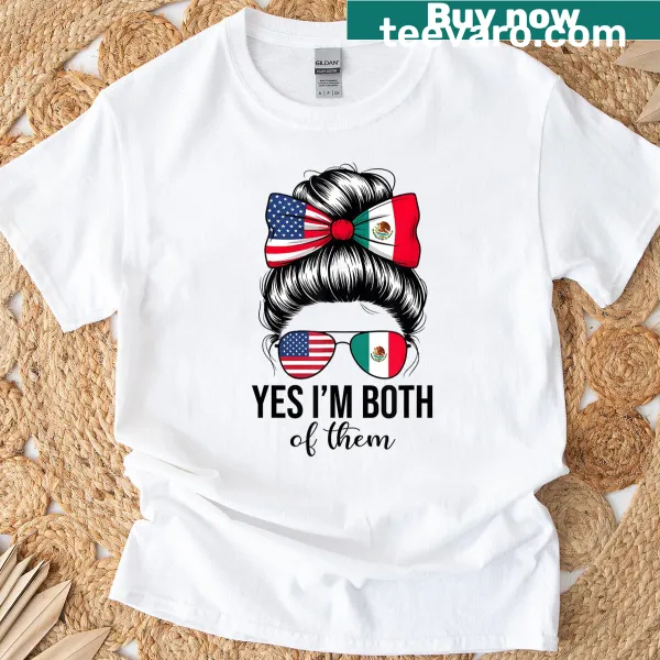 Bold statement tee for half Mexican-American women with a messy bun graphic.