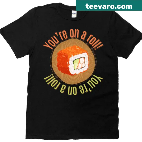 Playful sushi print graphic on an oversized T-shirt