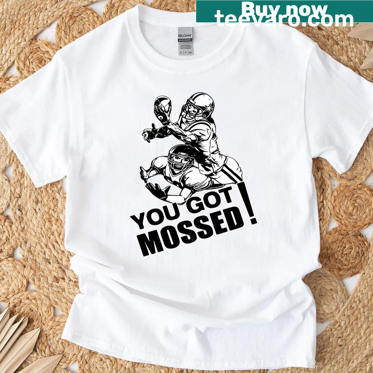 Funny football tee with the phrase 'You Got Mossed' in bold typography. — on a men's t-shirt