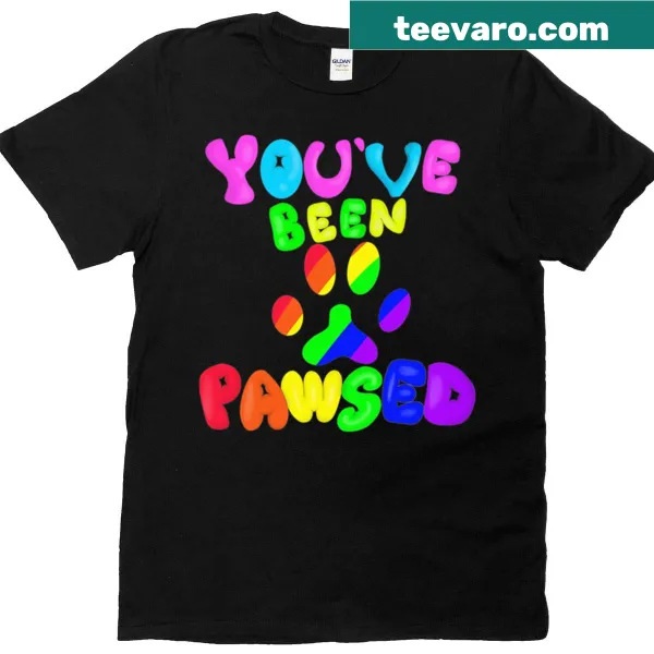 T-shirt featuring a cat graphic with the phrase 'You've Been Pawsed'