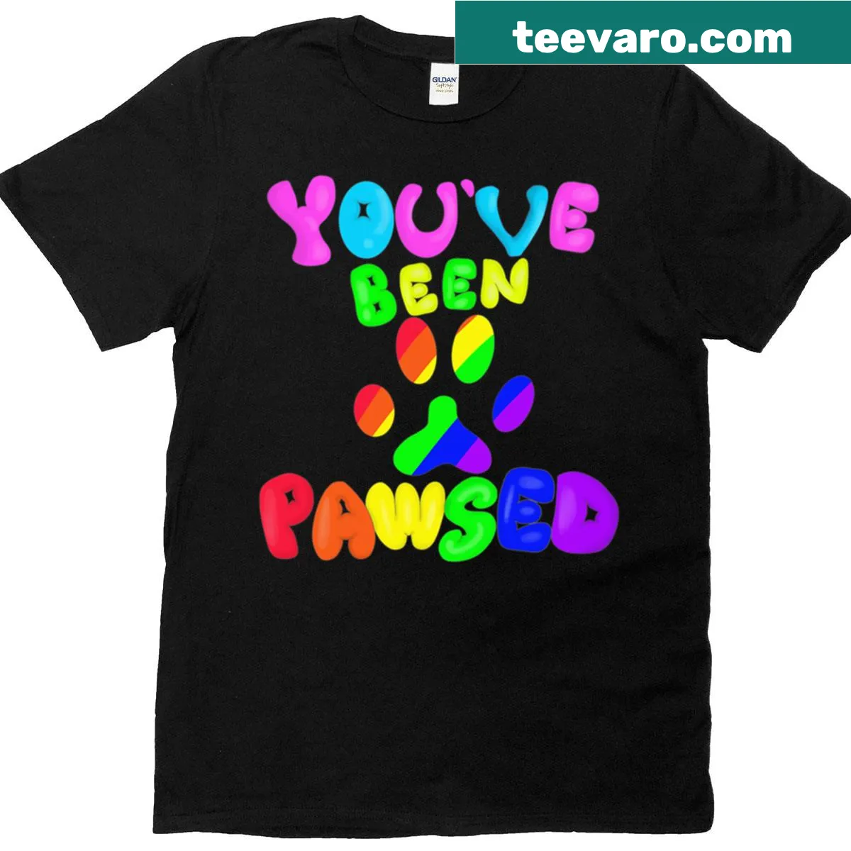 T-shirt featuring a cat graphic with the phrase 'You've Been Pawsed' — on a men's t-shirt