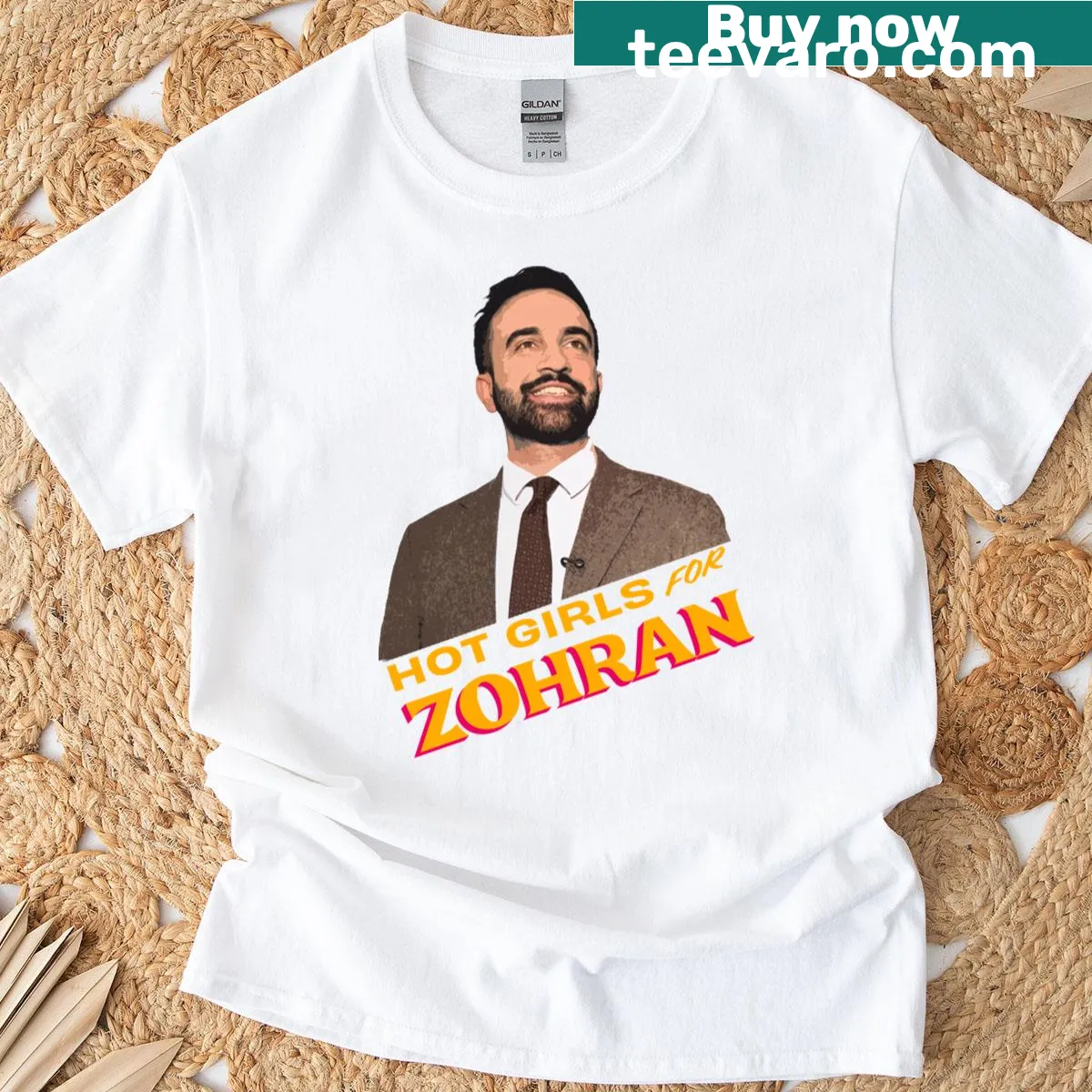 Bold typographic T-shirt featuring 'Zohran 2025' — on a men's t-shirt