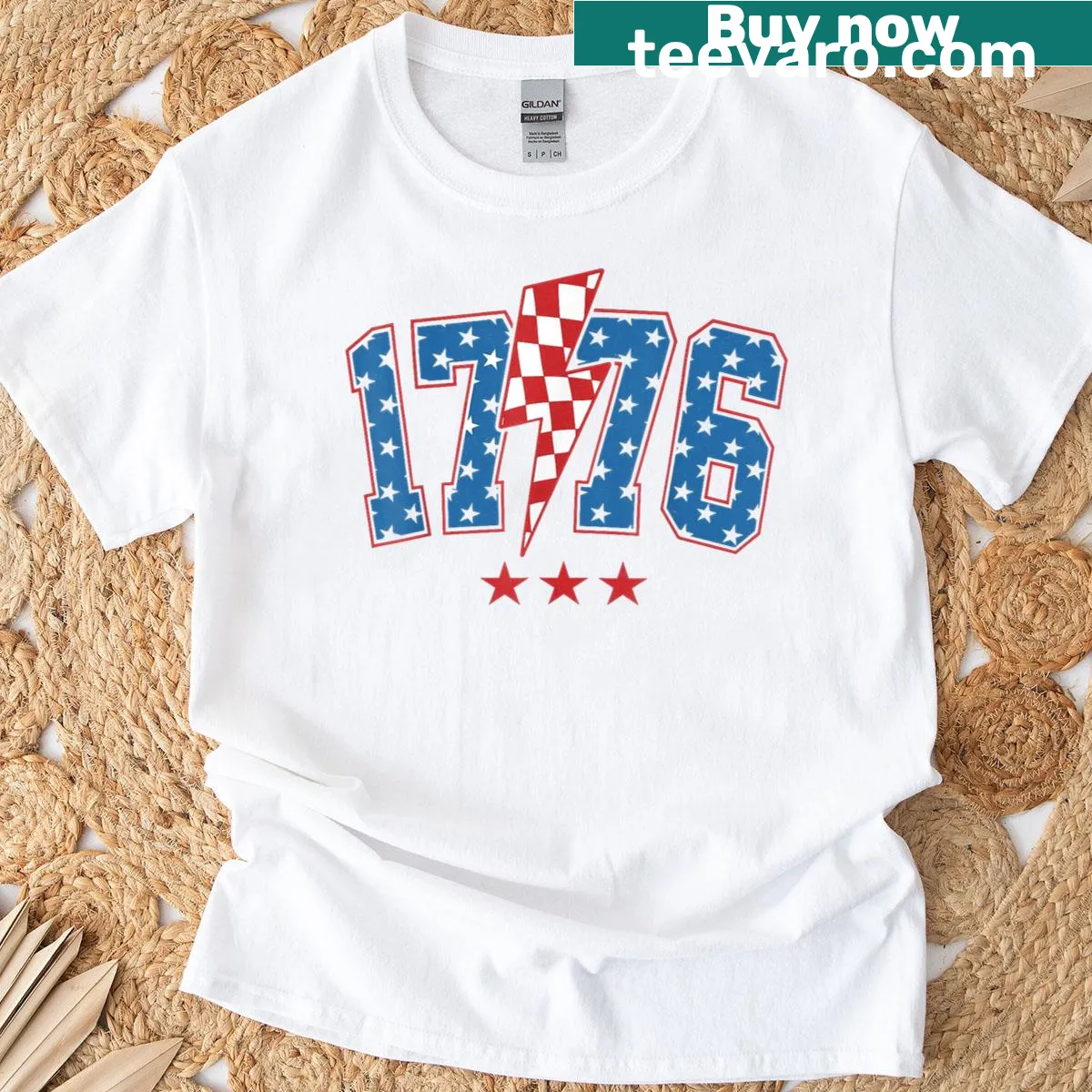 Patriotic '1776' text design on T-shirt — on a men's t-shirt