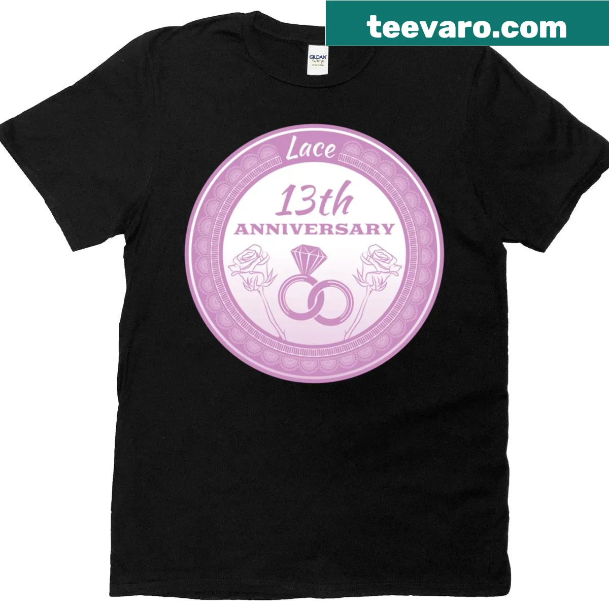 Elegant lace design with typography celebrating 1st wedding anniversary — on a men's t-shirt