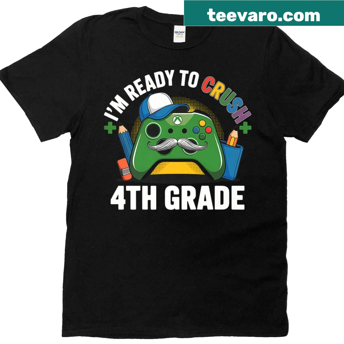 Gamer-themed shirt for 4th graders with a playful design — on a men's t-shirt