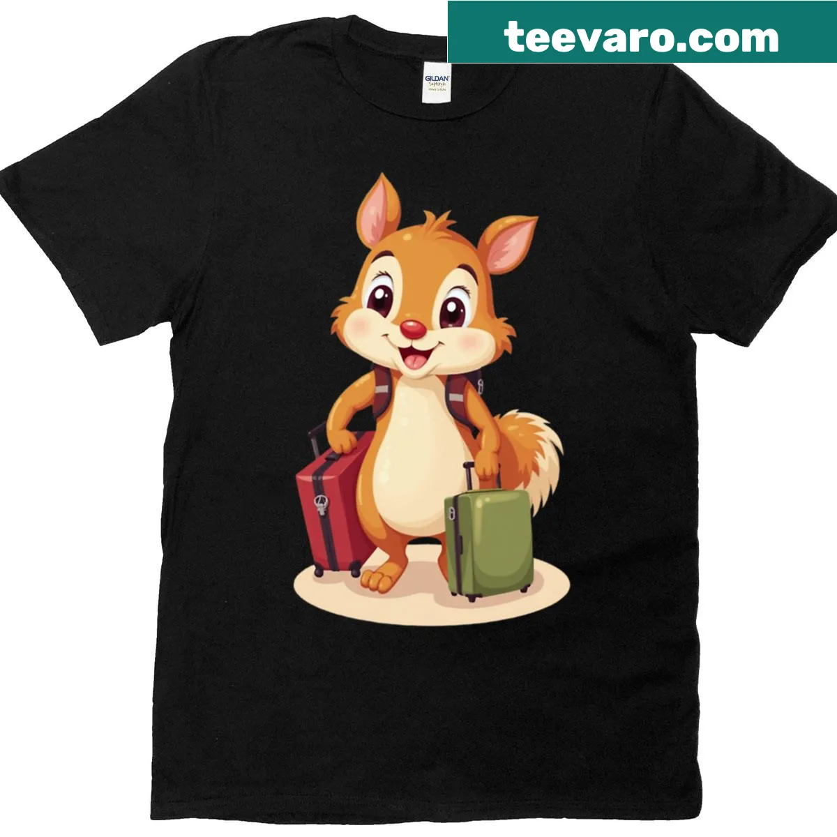 Cartoon squirrel with suitcases design on a t-shirt — on a men's t-shirt