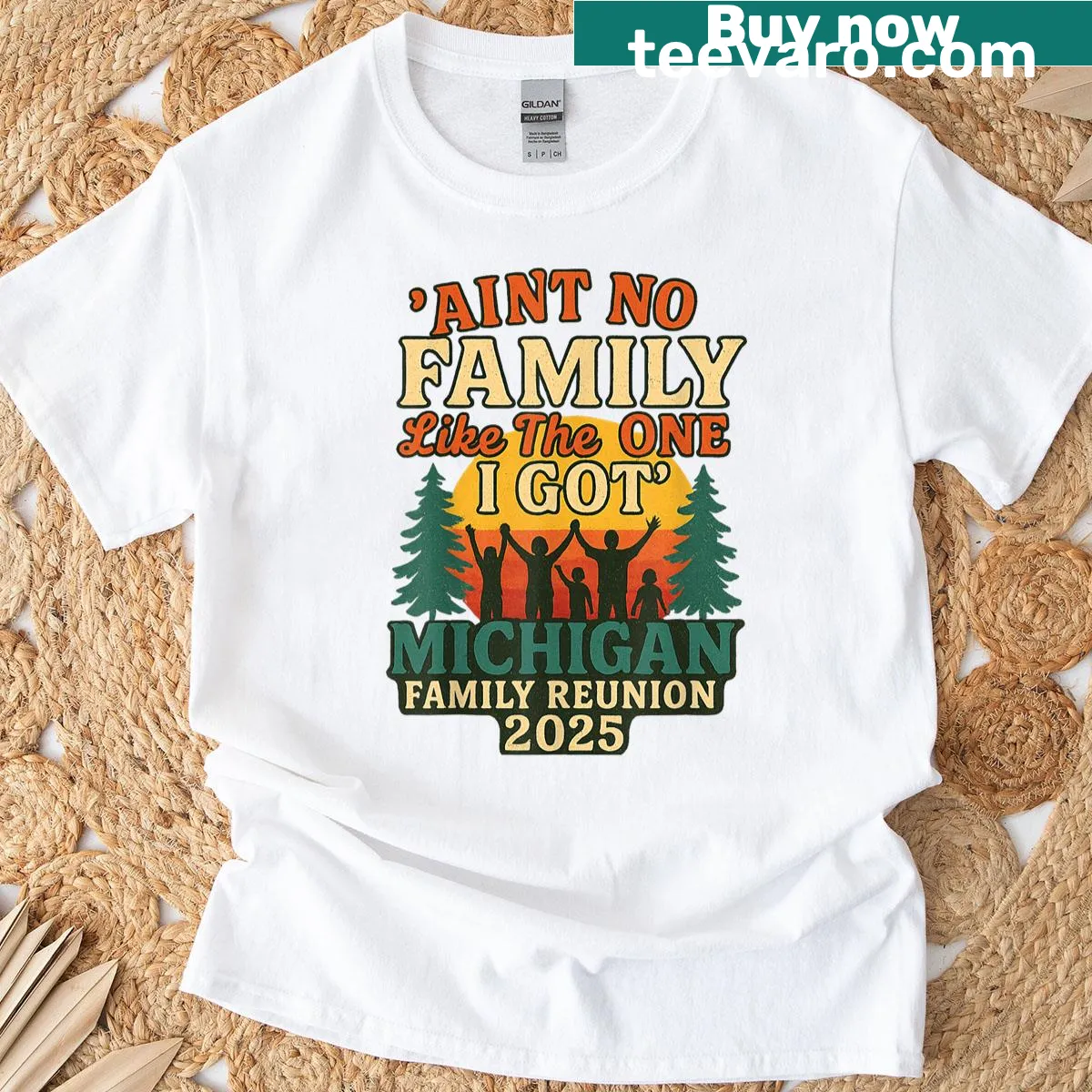 Typography t-shirt for Michigan reunion 2025 stating 'Aint No Family Like The One I Got' — on a men's t-shirt