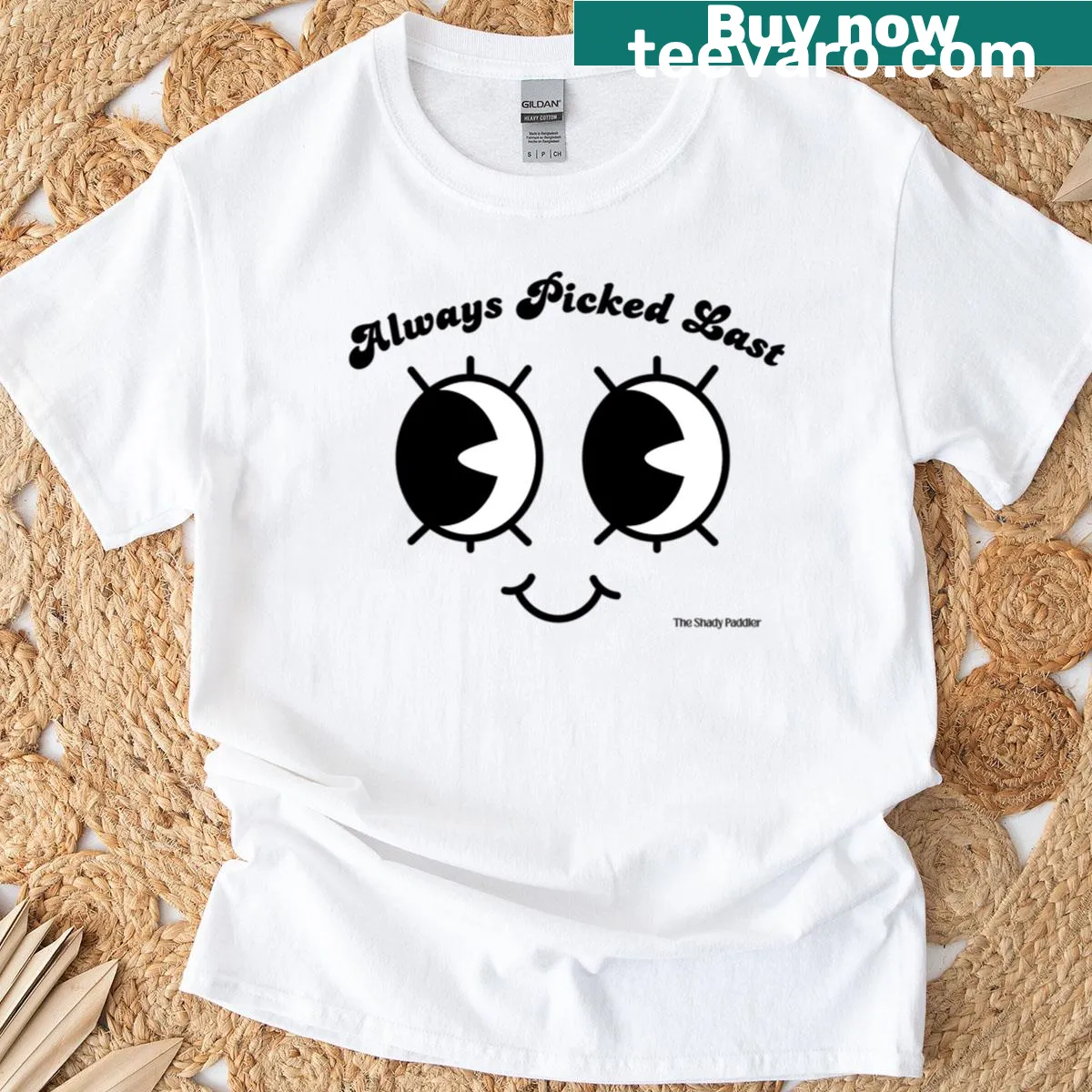 Oversized T-shirt with text: Always Picked Last - Hero Of The Underdog — on a men's t-shirt