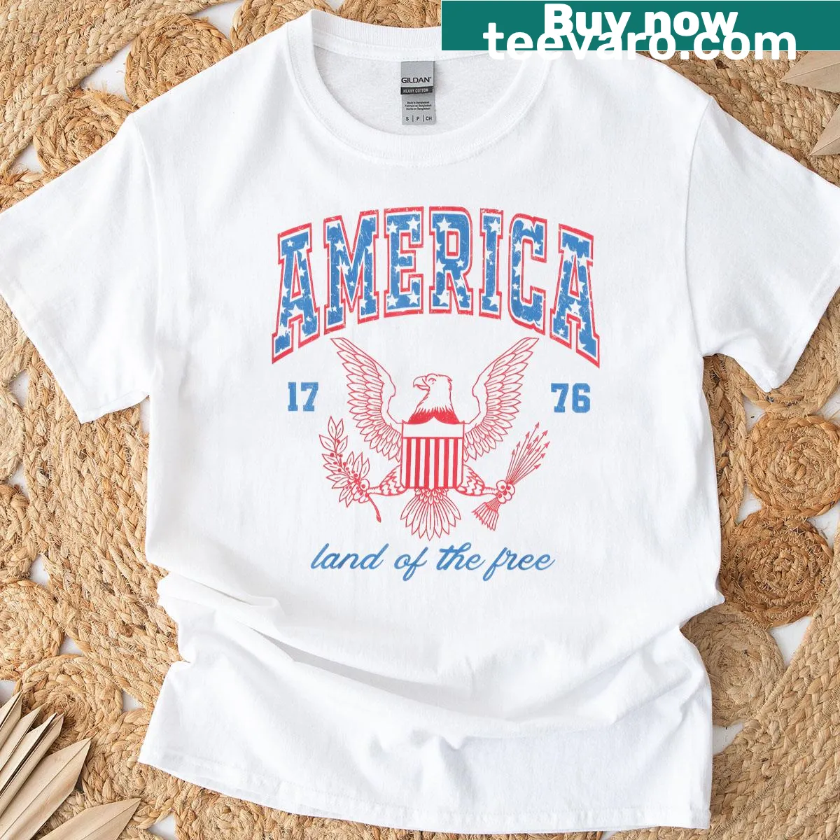 Patriotic t-shirt with American flag design for Fourth of July — on a men's t-shirt