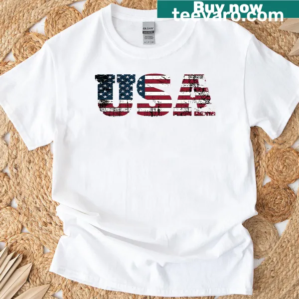 Patriotic t-shirt with American flag design for Memorial Day