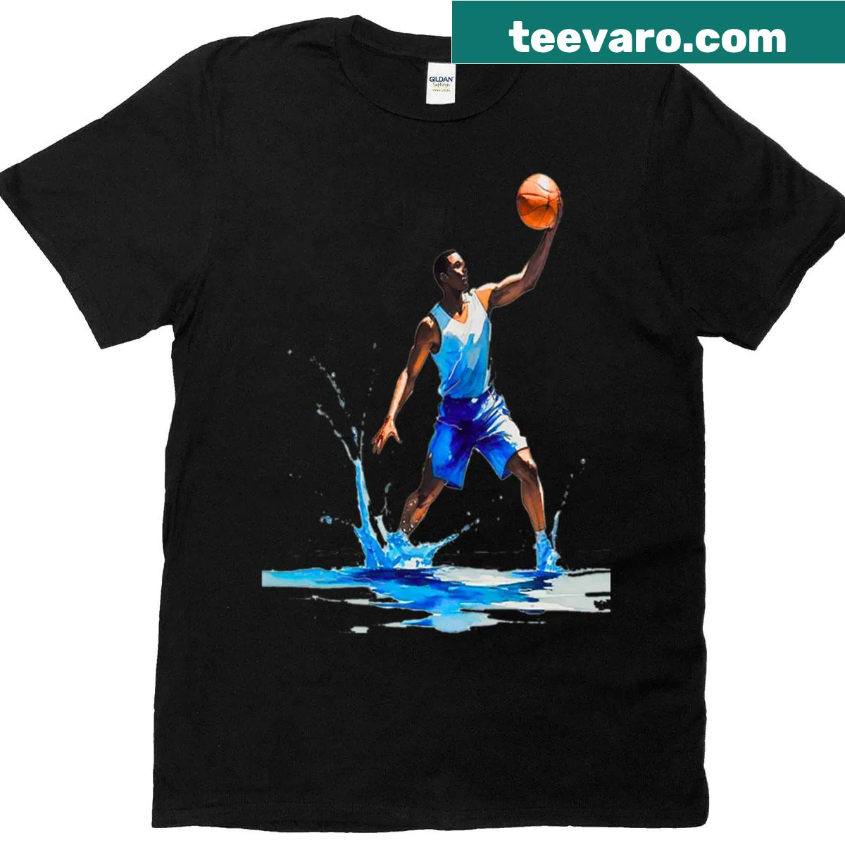 Artistic design T-shirt celebrating basketball — on a men's t-shirt