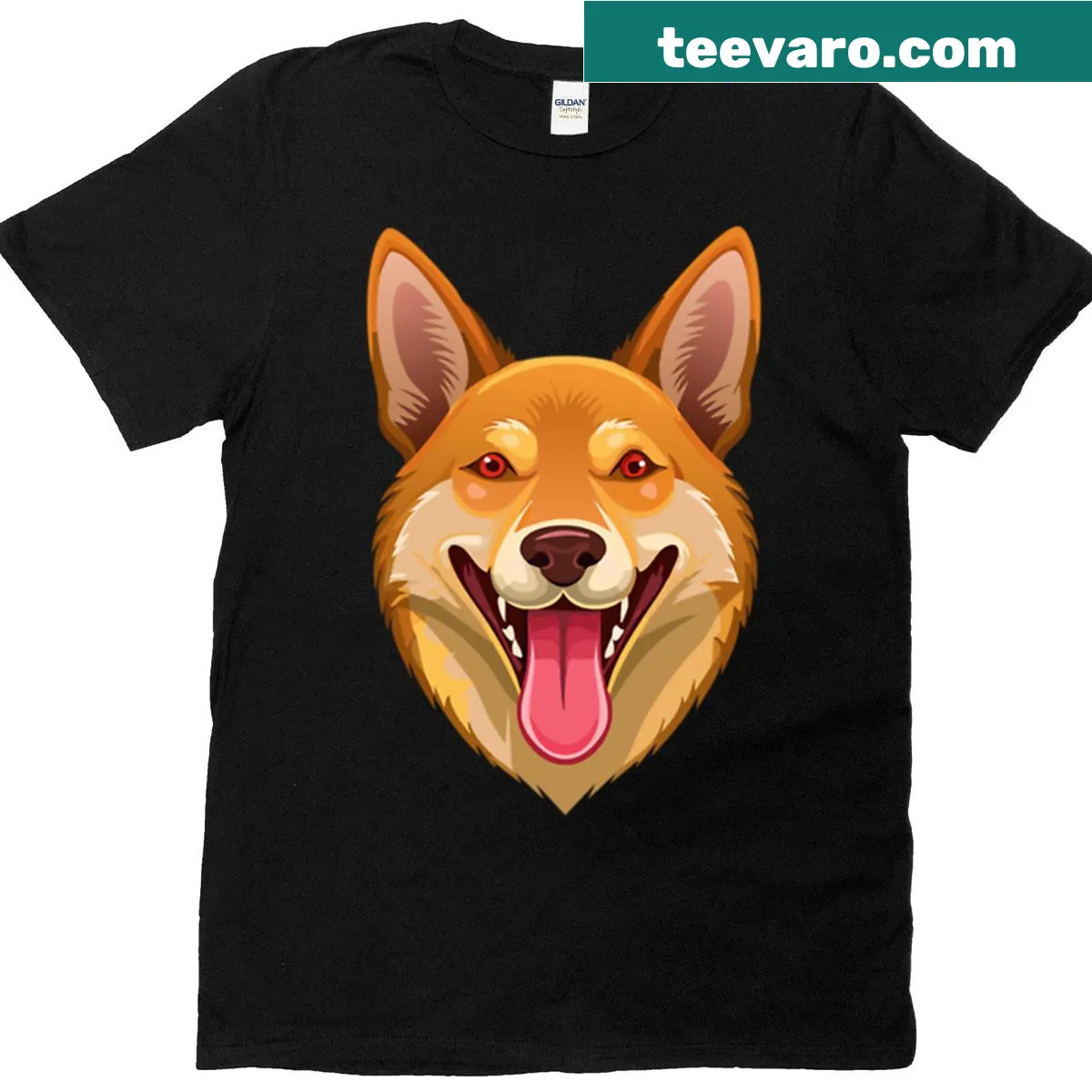 Illustration of a dingo head on a t-shirt representing Australian wildlife — on a men's t-shirt