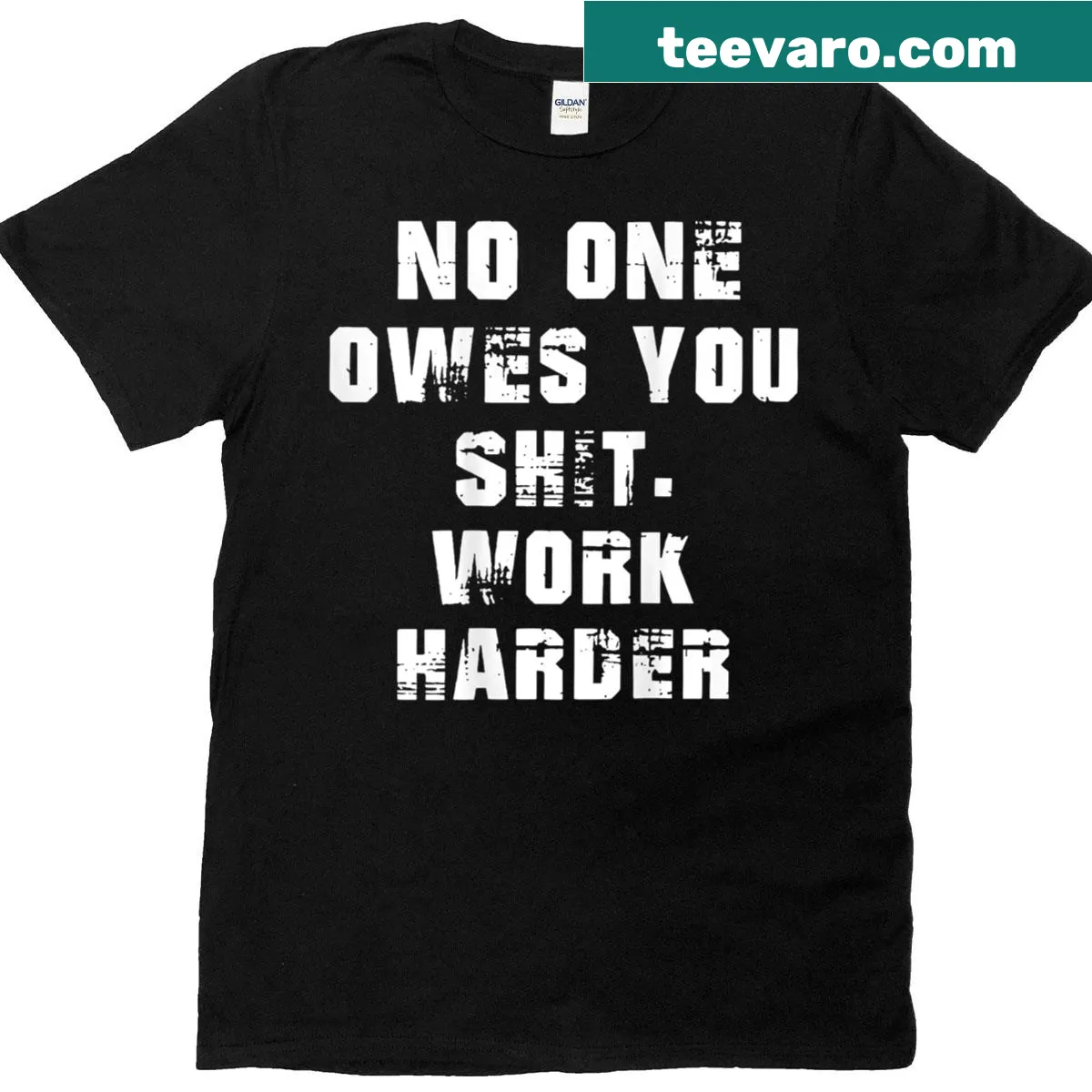 Funny motivational t-shirt with a sarcastic phrase about hard work — on a men's t-shirt