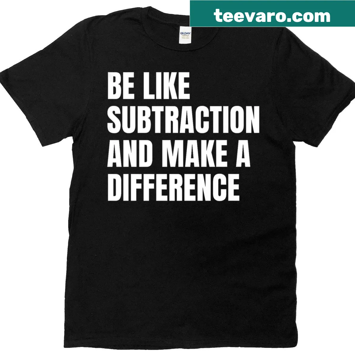 Funny math joke t-shirt with subtraction phrase in bold typography — on a men's t-shirt