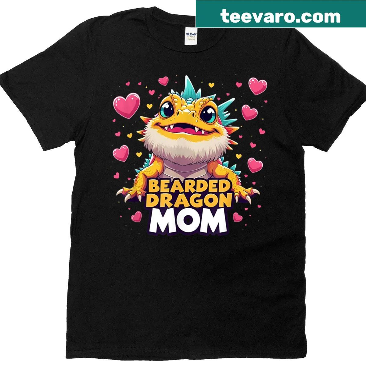 Funny bearded dragon mom graphic T-shirt — on a men's t-shirt