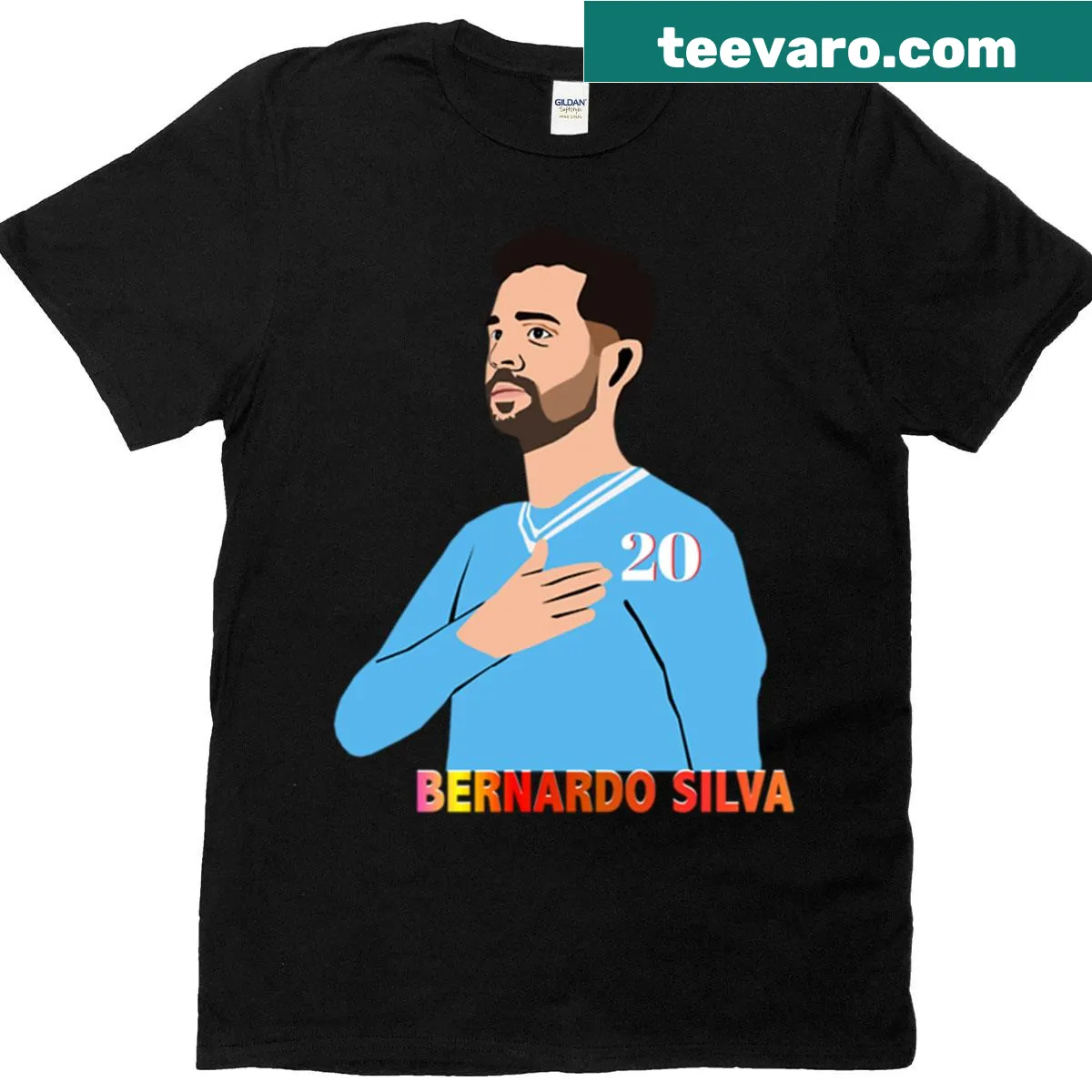 Minimalist line-art T-shirt featuring Bernardo Silva illustration — on a men's t-shirt