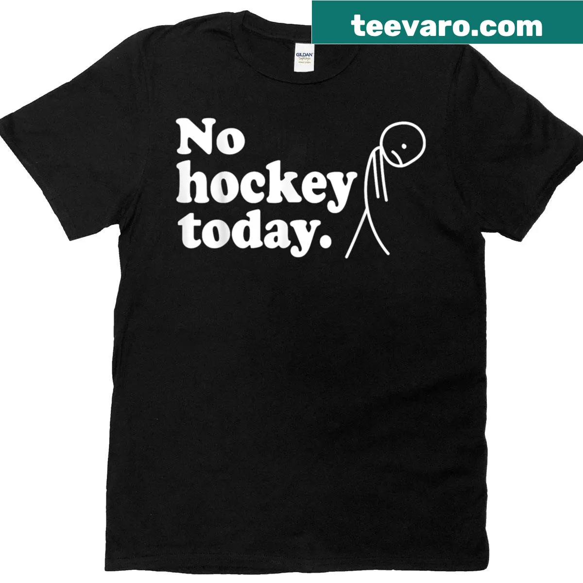 T-shirt for hockey lovers with the humorous phrase 'No Hockey Today' — on a men's t-shirt