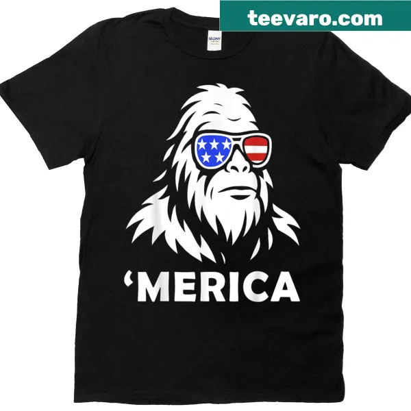 Patriotic t-shirt featuring Bigfoot design for Independence Day