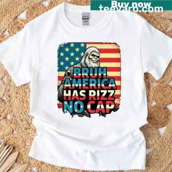 Funny T-shirt with a Bigfoot graphic and humorous text for 4th of July