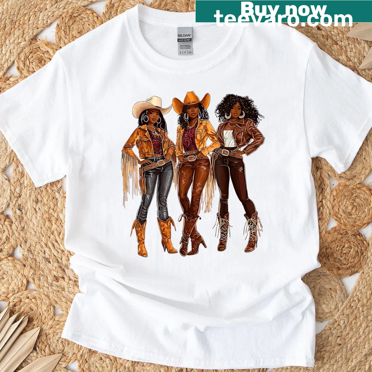 T-shirt featuring a Black cowgirl graphic for rodeo fans. — on a men's t-shirt