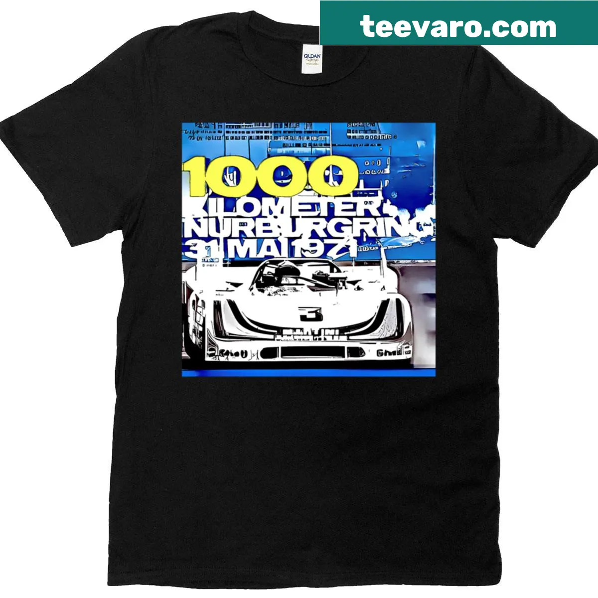 Vintage-inspired Nurburgring 1971 racing T-shirt — on a men's t-shirt