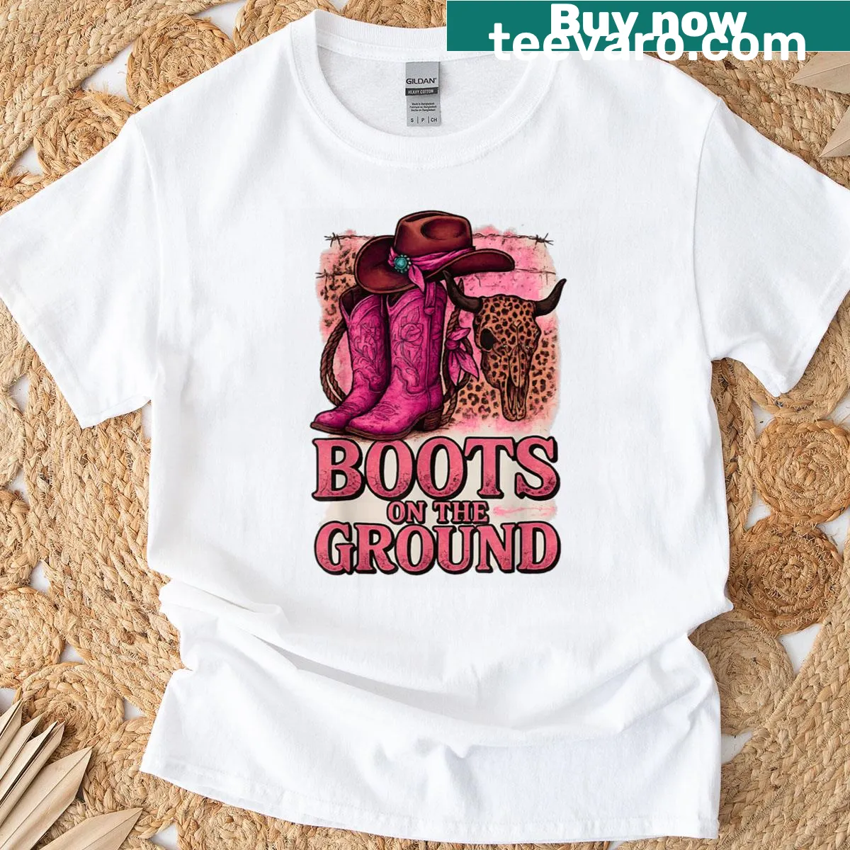 Cowboy boots graphic on a t-shirt celebrating western culture. — on a men's t-shirt