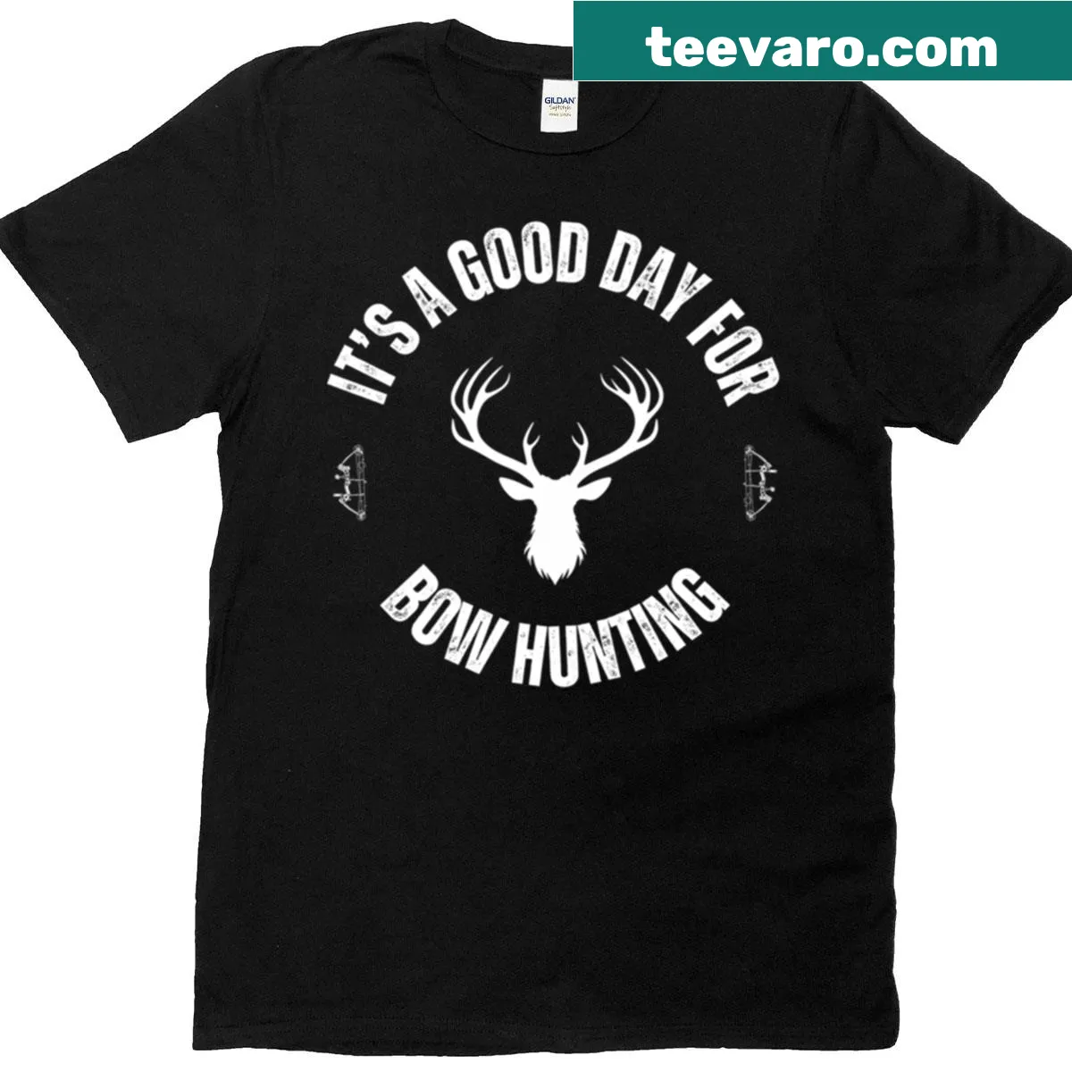 Playful t-shirt for bow hunters featuring hunting graphics — on a men's t-shirt